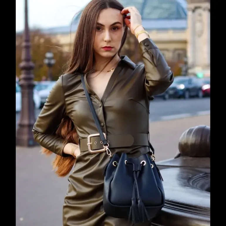 ABRIL sac seau en cuir