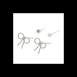 Boucles d'oreilles argentees, petit noeud