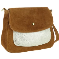 GOROKAS sac bandouliere en cuir effet metallisee