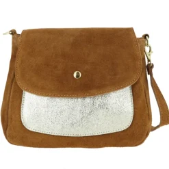 GOROKAS sac bandouliere en cuir effet metallisee