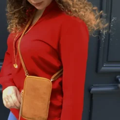 HACE mini sac a bandouliere pour telephone en cuir daim