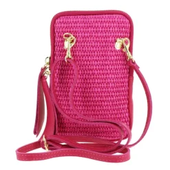 LOVIES sac pochette telephone en cuir effet paille