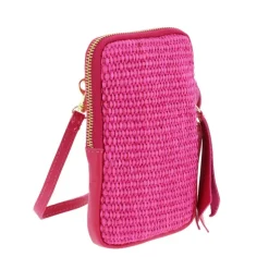 LOVIES sac pochette telephone en cuir effet paille