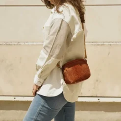 PACHO sac trotteur effet croco en cuir