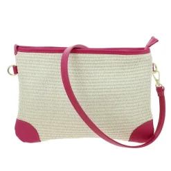 Pochette a bandouliere en cuir effet paille ASTRA