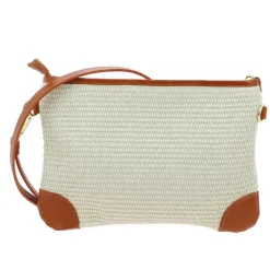 Pochette a bandouliere en cuir effet paille ASTRA