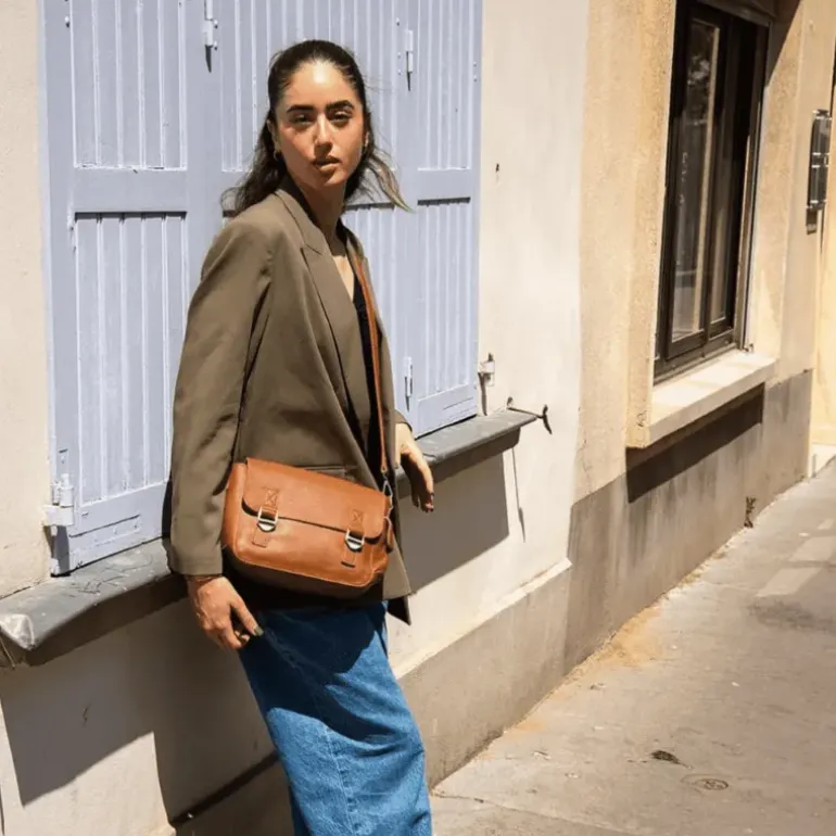 Sac cartable a bandouliere en cuir LYRIA