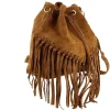 Sac seau a franges en cuir daim ORION