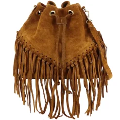 Sac seau a franges en cuir daim ORION