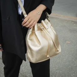 Sac seau en cuir metallise IRIS